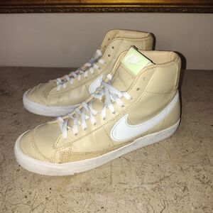 Nike Blazer Mid 77 Cream and White High-Top Athletic Shoes
